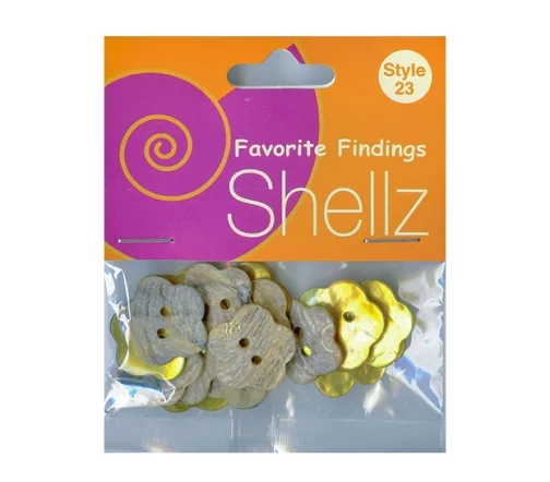 Набор пуговиц, серия Favorite Findings "Shellz Agoya Желт.цветок", перламутр, 2 отв., 20 мм, 17 шт.