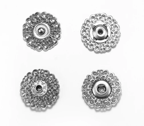 Кнопки ажурные, металл, пришивные, 21 мм, цвет серебро, 04-S-21