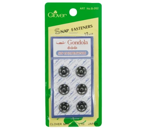 B-262 Кнопки пришивные 12 мм, 6 шт., цвет черный никель, Clover