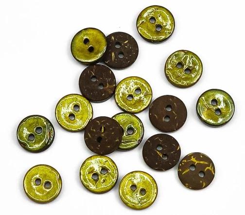 Пуговица Sandra Concept, 11 мм, 2 отв., кокос, цвет желто-зеленый