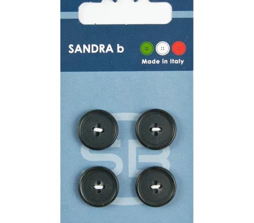 Пуговицы Sandra, 15 мм, 4 отв., пластик, 4 шт., цвет темно-серый, CARD179
