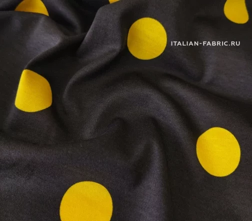 Трикотаж хаки в крупный горох, цвет желтый, 1082045-1