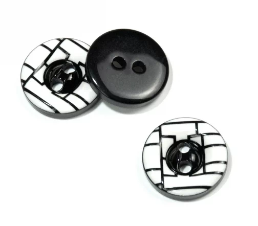Пуговица Union Knopf, 2 отв., пластик, цвет белый/черный, 25 мм