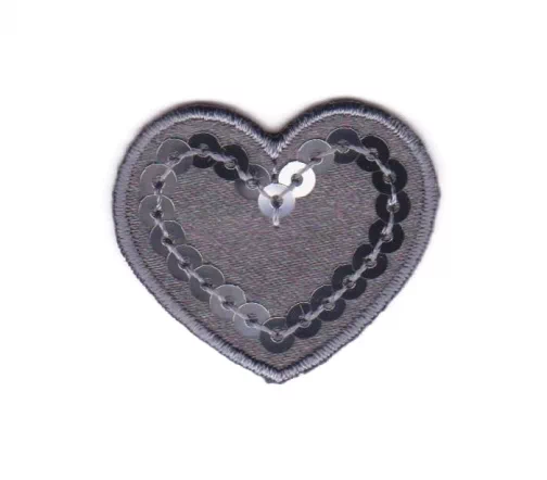 Термоаппликация Marbet "Сердце с пайетками", 3 х 3,6 см, серый, 569561.C