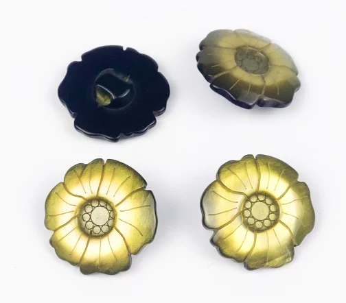 Пуговицы, Union Knopf, "Цветок перелив", на ножке, пластик, цвет оливковый, 23 мм