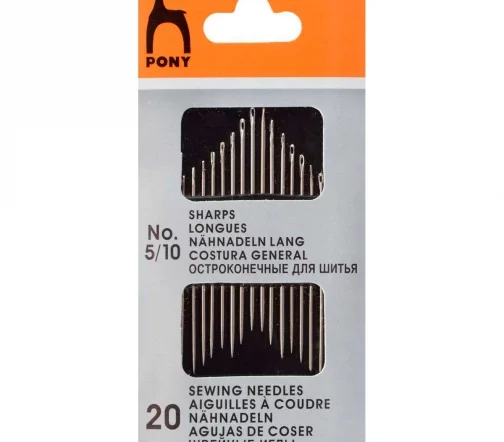Иглы ручные для шитья Sharps, № 5-10, 20 шт., PONY 01313