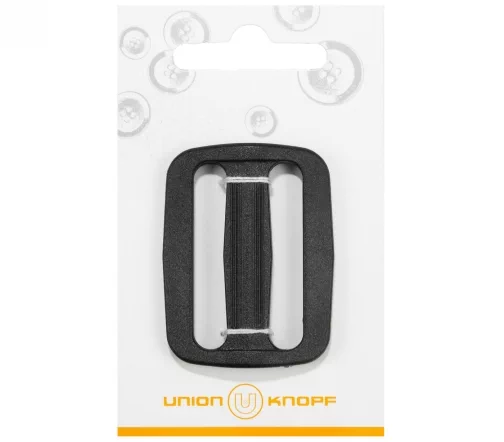 Пряжка регулятор, Union Knopf, 40 мм, двухщелевая, пластик, цвет черный, 79132