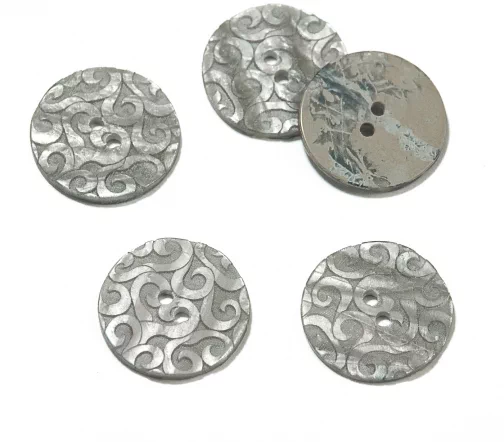 Пуговица DILL "Узоры", 2 отв., пластик, цвет серый, 23 мм