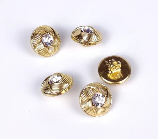 Пуговица DILL с кристаллом, на ножке, пластик, цвет золотой, 15 мм