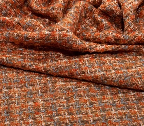 Твид шанель с люрексом, цвет рыжий/беж/голубой, 5082208