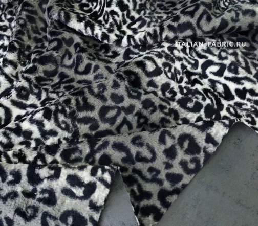 Мех искусственный "Леопард", цвет черный/серый/белый, 1082050