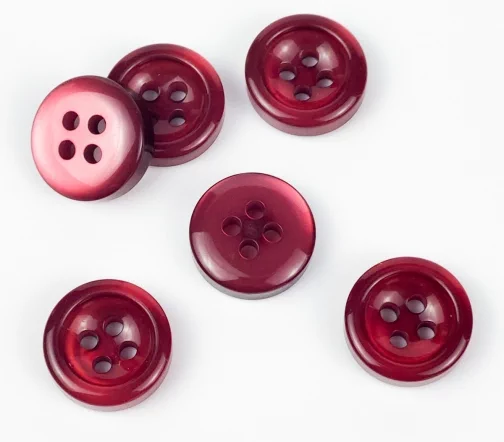 Пуговицы, Union Knopf, "Круглые, прозрачные", 4 отв., пластик, цвет свекольный, 18 мм