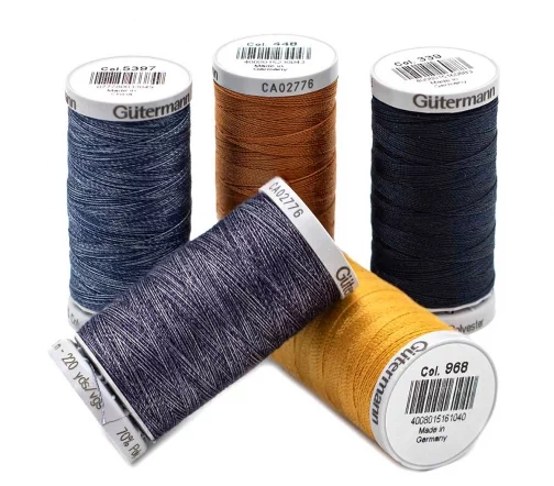 Набор нитей джинс Gutermann (3кат. супер крепкие, 2кат. джинсовые), 731323-col.1