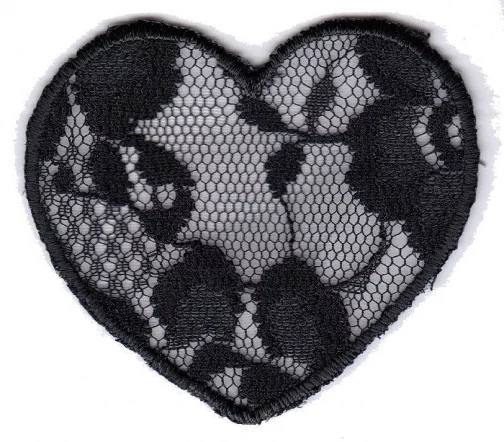 Термоаппликация Marbet "Сердце кружевное среднее черное", 5,2 х 5 см, 569615.B