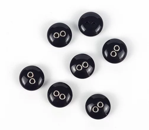 Пуговицы, Union Knopf, круглые, выпуклые, 2 отверстия, пластик, цвет черный, 14 мм