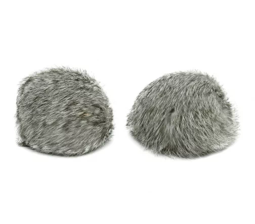Помпон из нат. меха (кролик), d-8см, 2шт/упак (A бело-серый), арт. 7723348-A