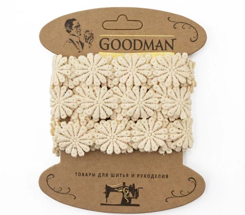 Кружево гипюр GOODMAN, ширина 28 мм, уп./3,5 м, цвет бежевый, G-4988.371
