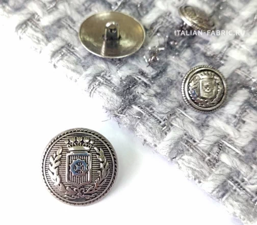 Пуговица "Гербовая", на ножке, 23 мм, металл, цвет серебро/черный