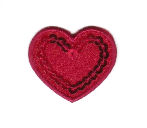 Термоаппликация "Сердце с пайетками", 3 х 3,6 см, красный, арт. 569561.H