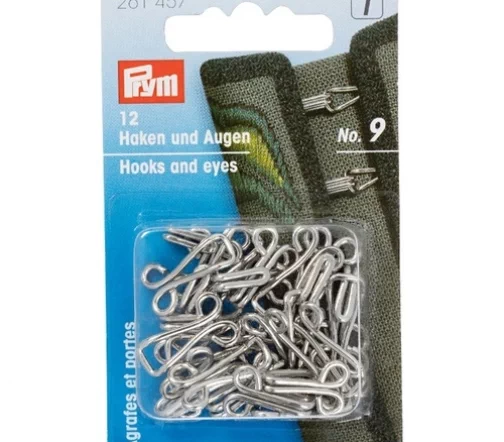 261457 Крючки и петли для куртки (железо) №9, серебристый цв., 12шт., Prym
