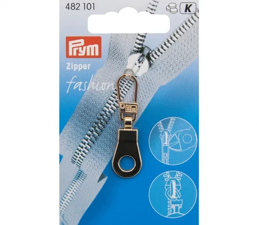 482101 Пуллер (подвеска для молнии) 40*10мм 'Люверс', металл, цвет светлое золото, Prym