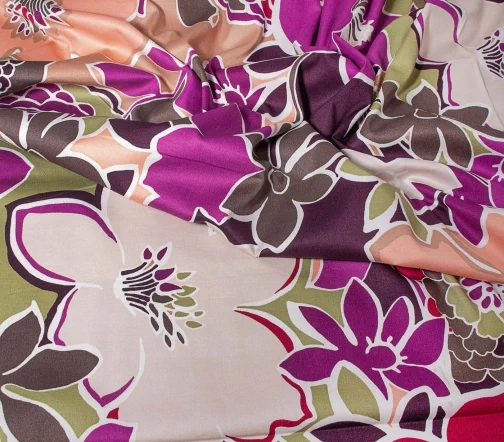 Сатин с крупным цветочным принтом, 67732