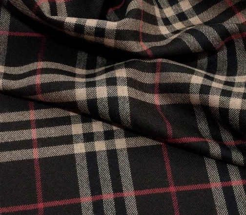 Шерсть костюмная в клетку, фон черный, 48752