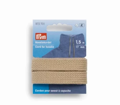 972701 Шнур для худи, ширина 17мм, бежевый, 1,5м, PRYM