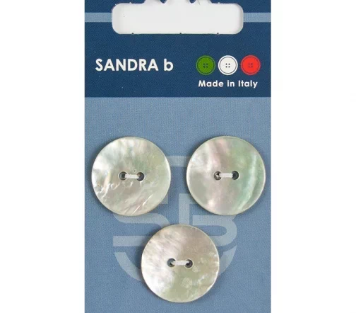 Пуговицы Sandra, 20,5 мм, 2 отв., нат.перламутр, 3 шт., CARD034
