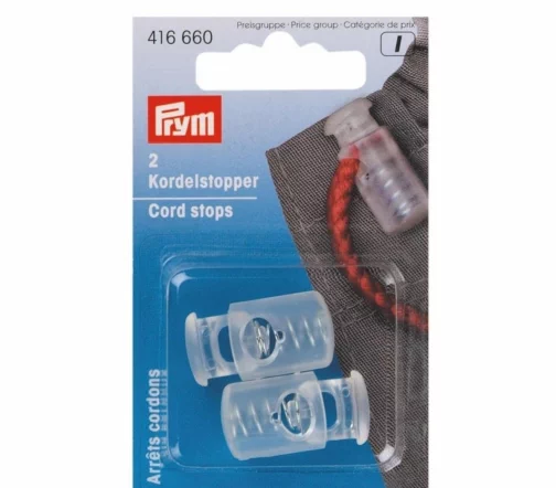 416660 Ограничитель для шнура, 28*15мм, 1 отверстие, пластик, 2шт., прозрачные, Prym