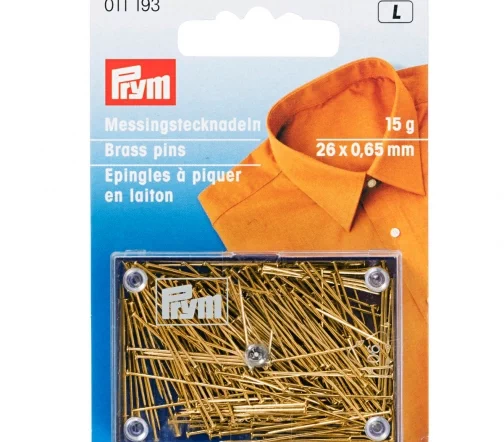 011193.Gold Булавки (латунь) для штор, рубашек, блузок, цвет золото 0,65x26 мм, Prym