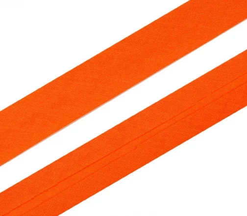 Косая бейка SAFISA, 20мм, хлопок, цвет 114, ярко-оранжевый