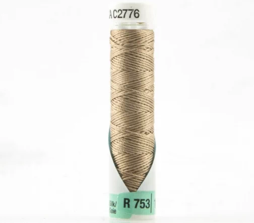 Нить Silk R 753 для фасонных швов, 10м, 100% шелк, цвет 199 мускатный орех, Gutermann 703184