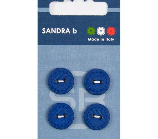 Пуговицы Sandra, 15 мм, 2 отв., пластик, 4 шт., королевский синий, арт. CARD118