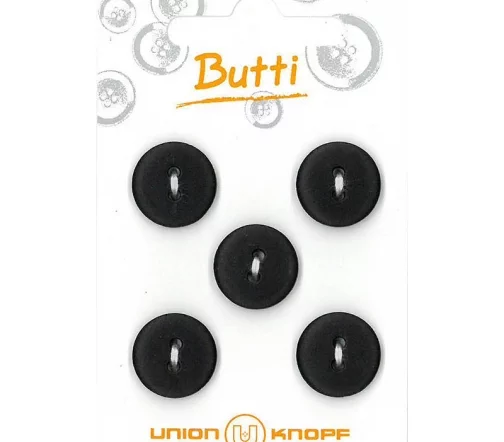 Пуговицы, Union Knopf, 2 отв., пластик, цв. черный, 15 мм, 5 шт., 81140