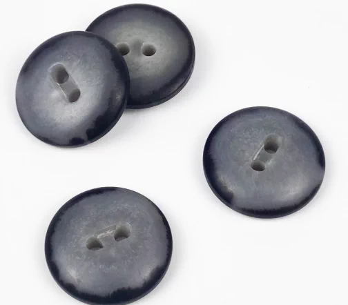 Пуговицы, Union Knopf, "Круглые, цв. с черным ободом", матовые, 2 отв., пластик, цвет серый, 30 мм
