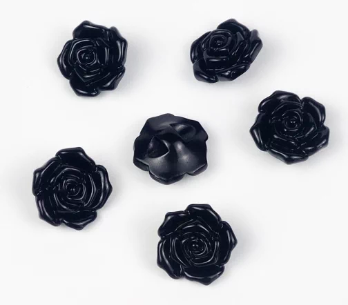 Пуговицы, Union Knopf, "Розочки", пластик, цвет черный, 15 мм