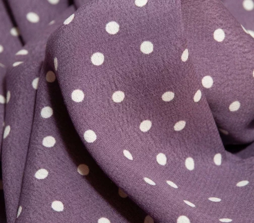 Креп вискозный "Горошек", фон лавандовый, 1032015-2