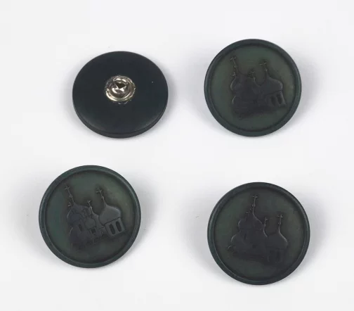 Пуговицы, Union Knopf, "Купола", пластик, ножка металл, цвет темно-зеленый, 23 мм