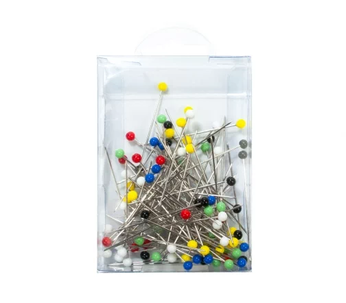 029116 Булавки со стеклянными головками, 48х0,8 мм, сталь, 30г (100 шт.), разноцветные, Prym