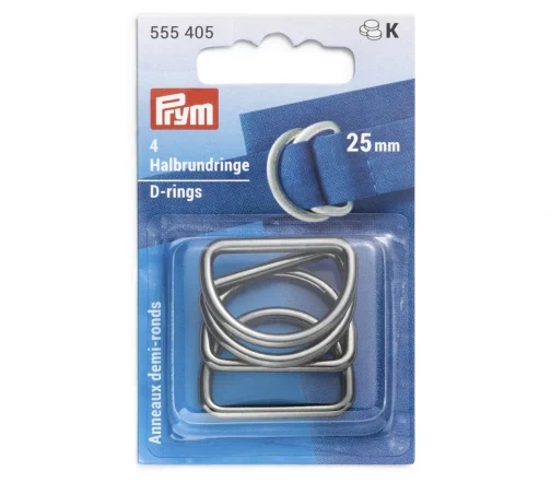 555405 Полукольца, 25 мм, цв.оружейн.металла, 4шт., Prym