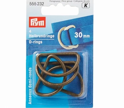 555232 Полукольца, металл, 30 мм, цв. состаренной латуни, упак./4 шт., Prym