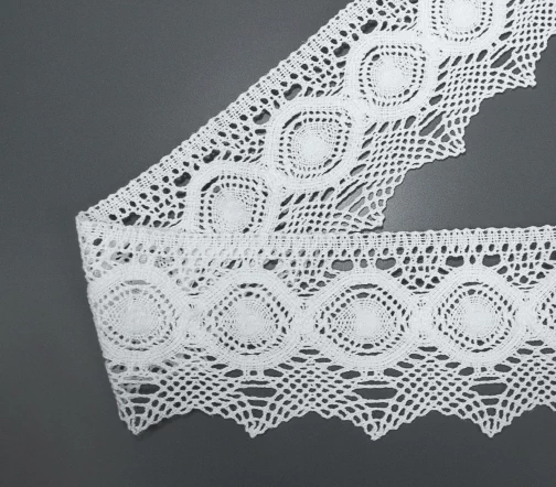 Мерсеризованное хлопковое кружево IEMESA, ширина 10,5 см, цвет белый