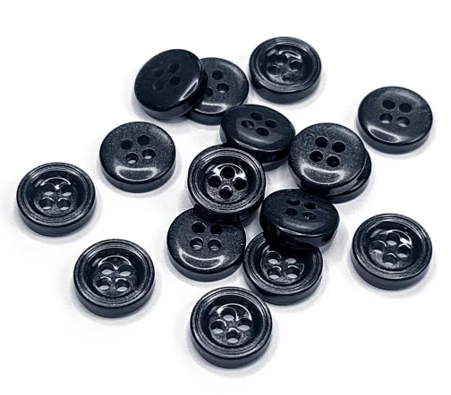 Пуговица рубашечная, 4 отв., 11 мм, пластик, цвет черный, DRN0050-11-A008