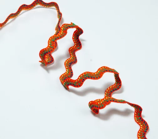 Тесьма PEGA тип вьюнчик, оранжевый с орнаментом, 11,5 мм, оранжевый