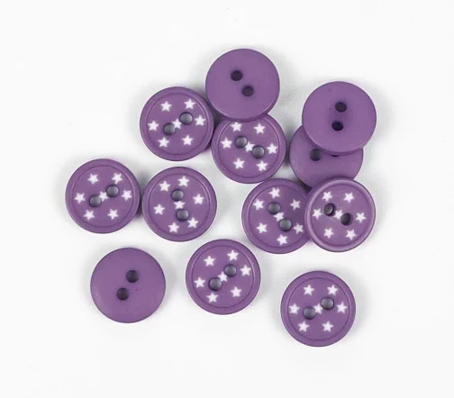 Пуговица Union Knopf "Звездочки", 2 отв., пластик, цвет фиолетовый, 12 мм