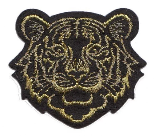Термоаппликация "Морда тигра", цвет золото/черный, 4,5 x 5 см, 569879