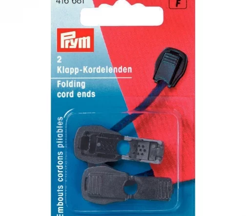 416681 Наконечники для шнура, складные, 35*15мм, пластик, черный, 2 шт., Prym