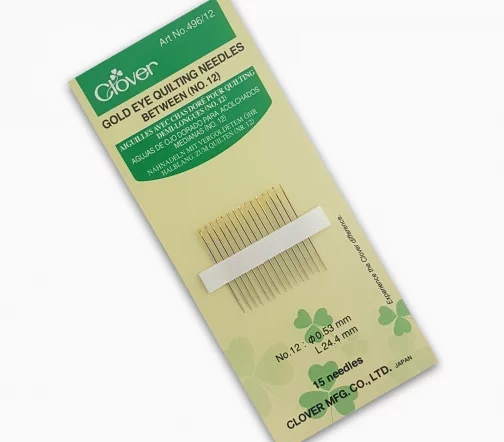 496/12 Иглы для квилтинга с позолоченной головкой, № 12, 15 шт., Clover