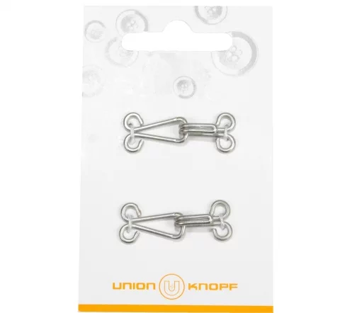 Крючки и петли, Union Knopf, 30 мм, металл, цвет серебро, 2 шт., 79056